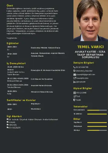 Hukuk Sekreteri Cv Örnekleri cv indir